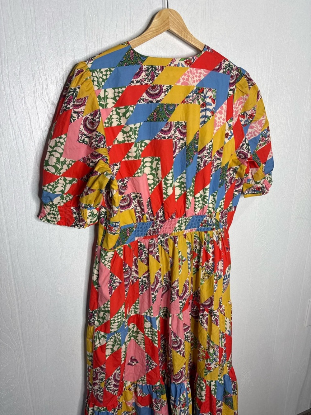 BODEN Bella puff sleeve geometric v neck maxi dress size US 14 - Picture 12 of 13